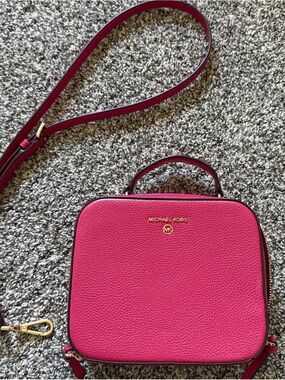 Michael Kors Hot Pink Pebbled Leather Crossbody Bag